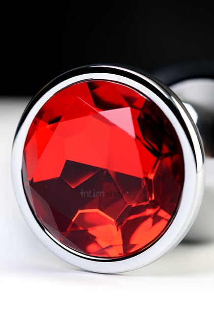 Анальная пробка Toyfa Metal с кристалом цвета рубин, 9,5 см, серебристый от IntimShop