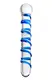 Двусторонний фаллоимитатор Sexus Glass 19 см, бесцветный, синий