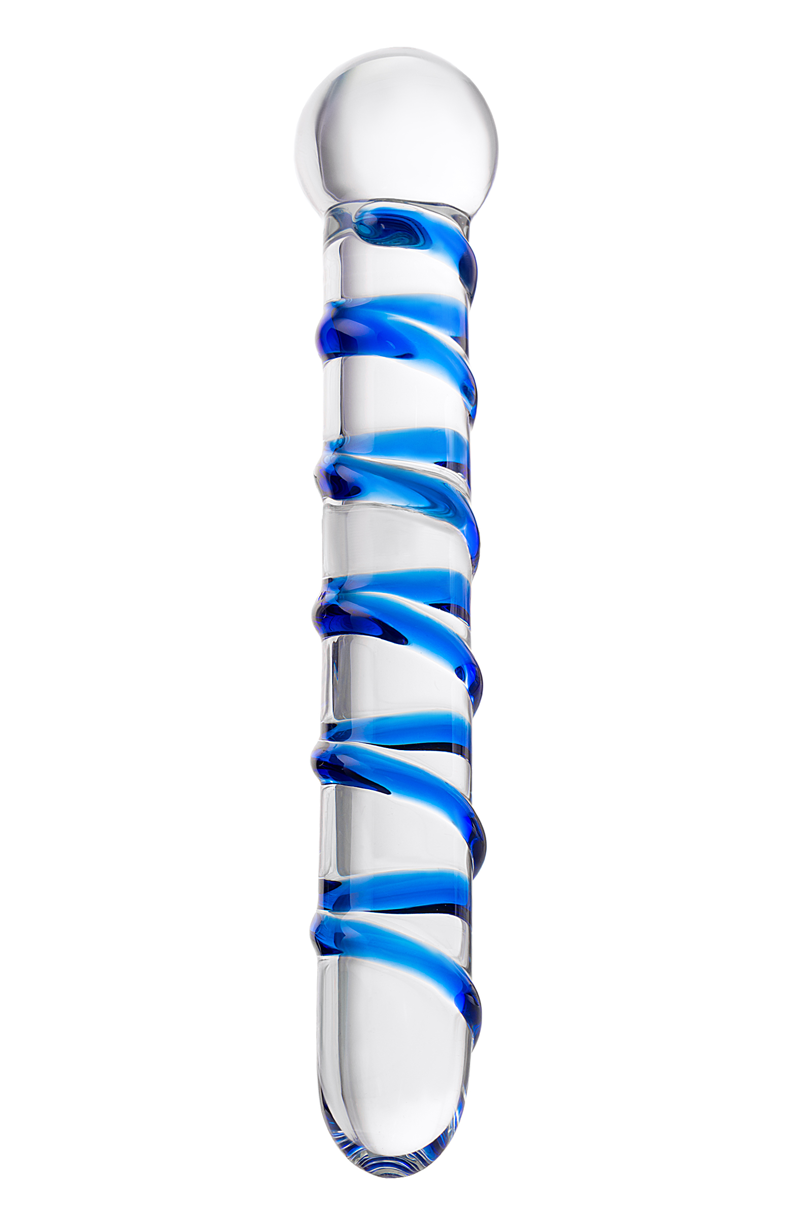 Двусторонний фаллоимитатор Sexus Glass 19 см, бесцветный, синий
