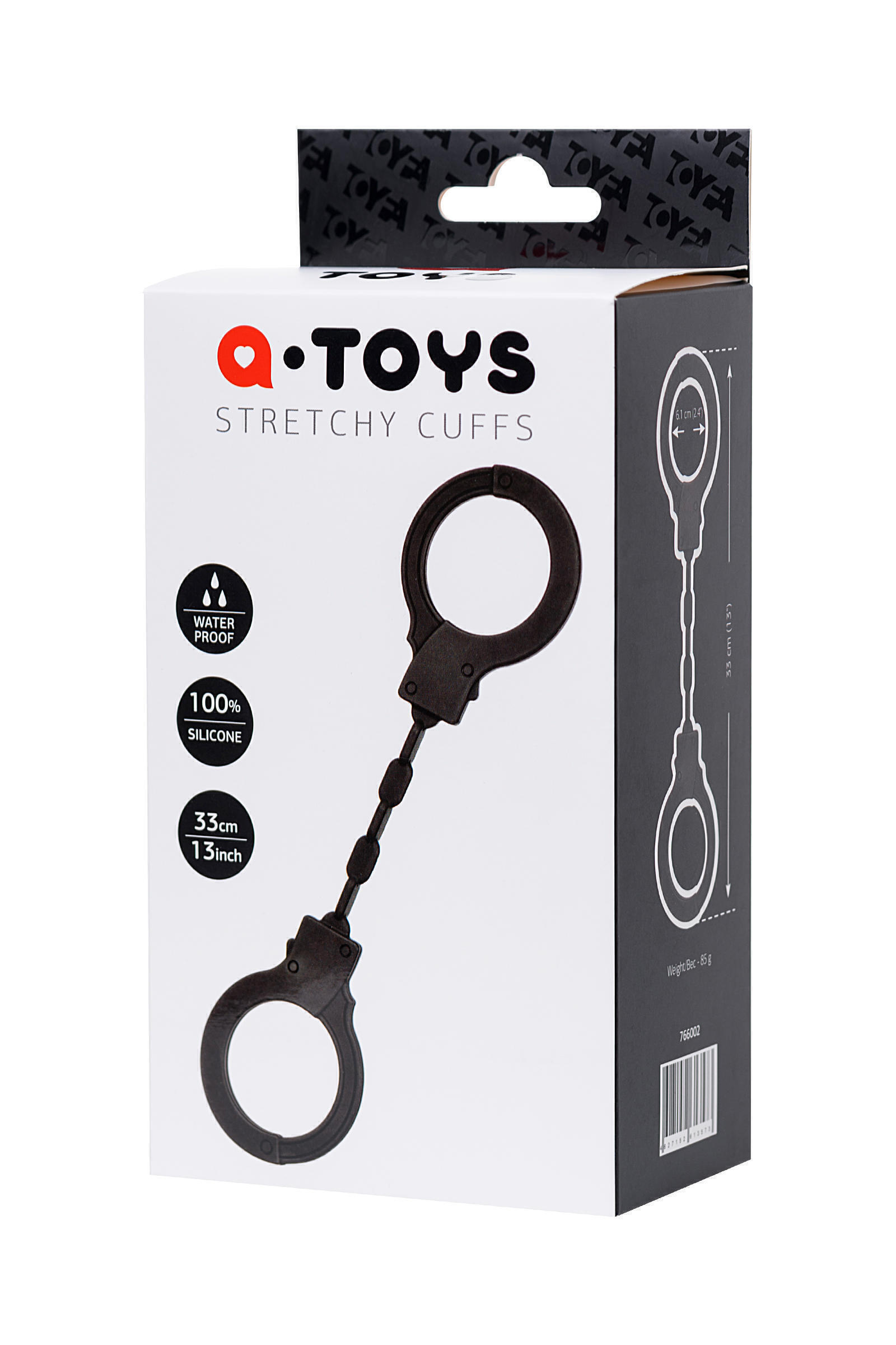 Силиконовые наручники A-Toys by Toyfа, силикон, черные, 33 см