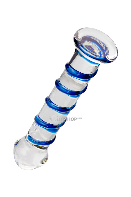 Фаллоимитатор Sexus Glass с синей спиралью, бесцветный, 17 см - фото 4
