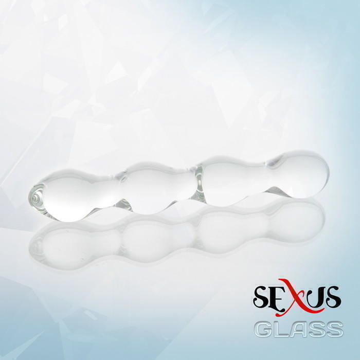 Фаллоимитатор двусторонний Sexus Glass, бесцветный, 18,5 см