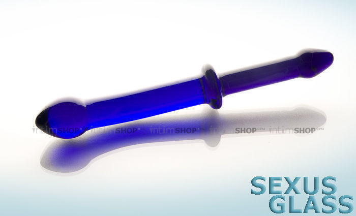 Фаллоимитатор двухсторонний Sexus Glass анально-вагинальный, синий, 25 см - фото 10