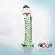 Стимулятор Sexus Glass с декоративным цветком и стимулирующими точками, зеленый 16,5 см