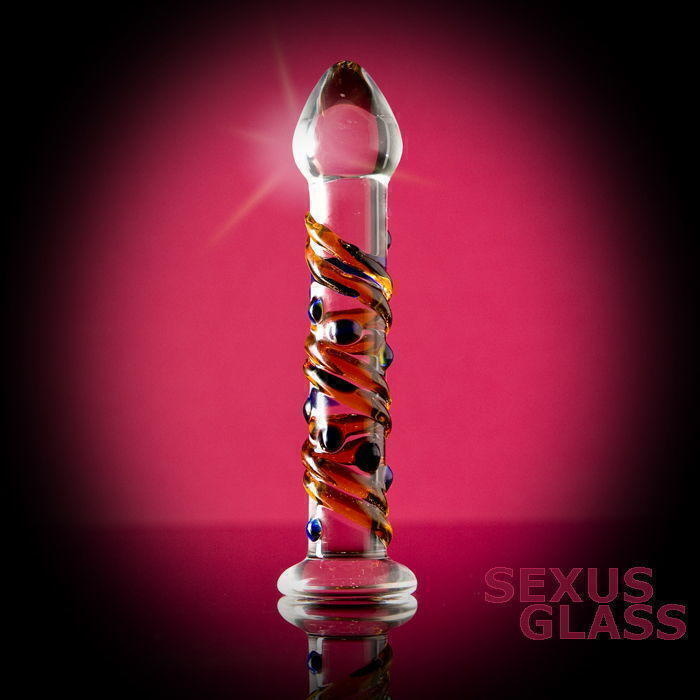 Фаллоимитатор Sexus Glass рельефный, бесцветный, 17,5 см