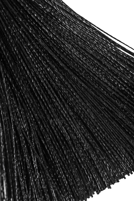 Зажимы на соски «вилки» с кисточками из шелка Pecado BDSM, металл, черный - фото 5