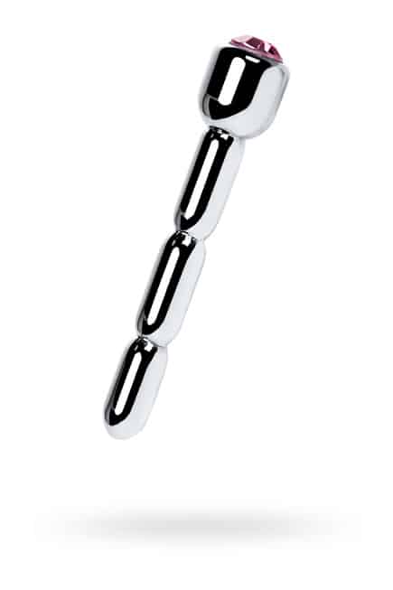 Уретральный плаг со стразом средний Toyfa Metal, серебристый