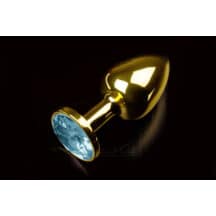 Маленькая анальная пробка с голубым кристаллом Пикантные Штучки, золотистый
