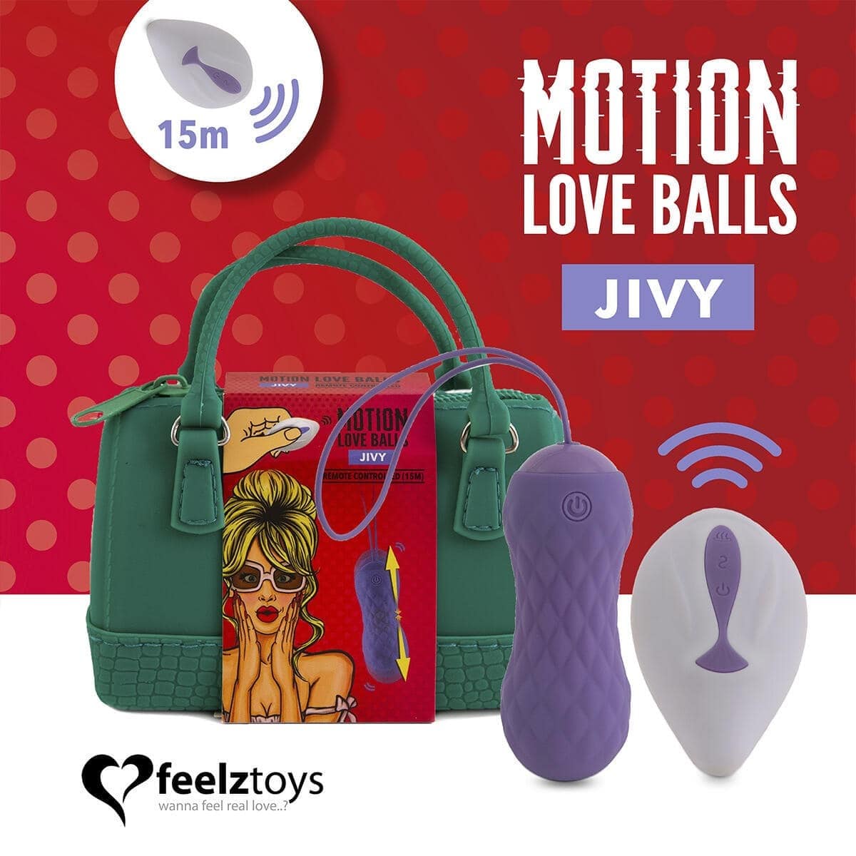 Виброшарики с пульсацией FeelzToys Motion Love Balls Jivy с пультом ДУ, сиреневые