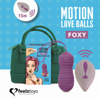 Виброшарики с вращающимися шариками внутри FeelzToys Motion Love Balls Foxy с пультом ДУ, фиолетовые