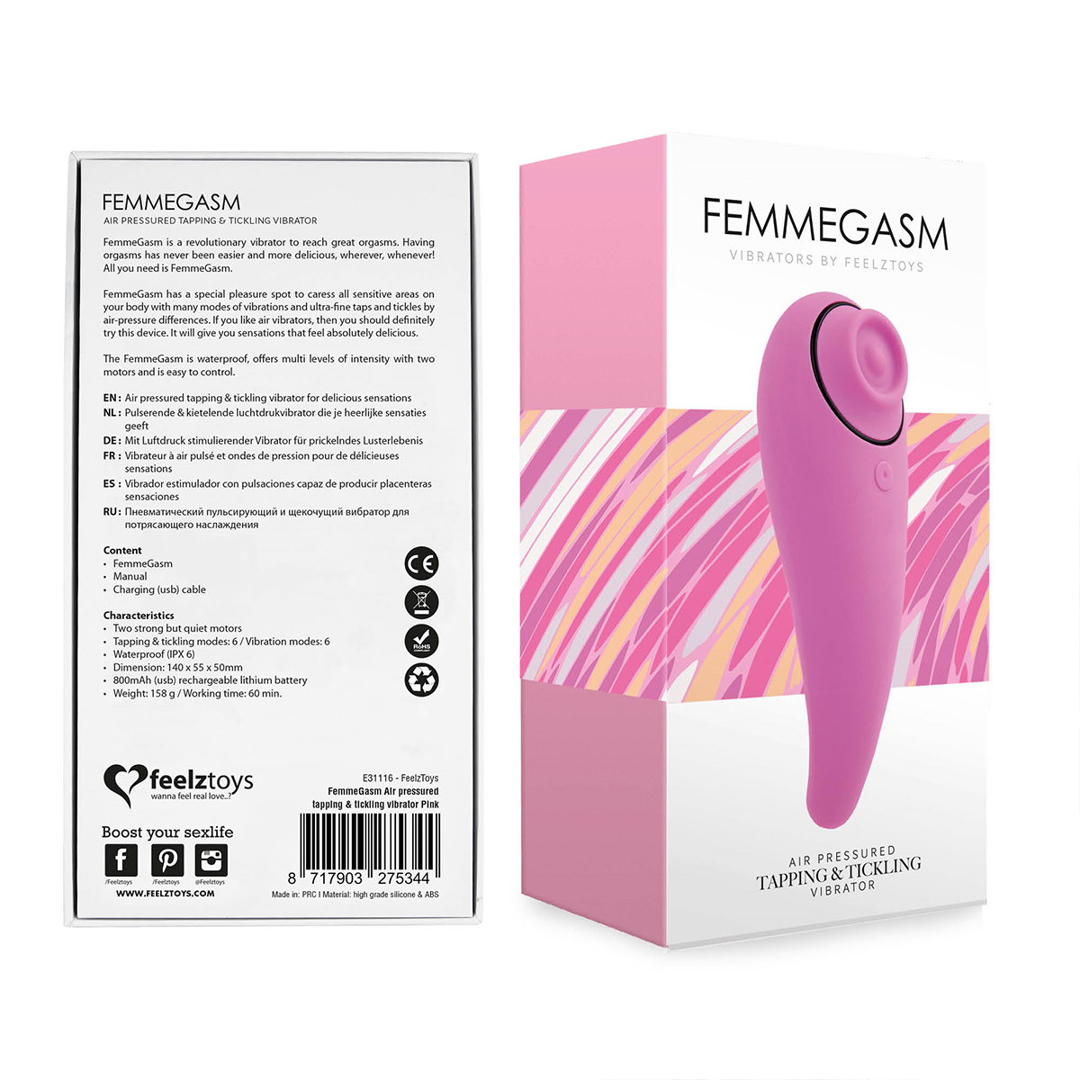 Клиторальный стимулятор с вибрацией FeelzToys FemmeGasm, розовый 