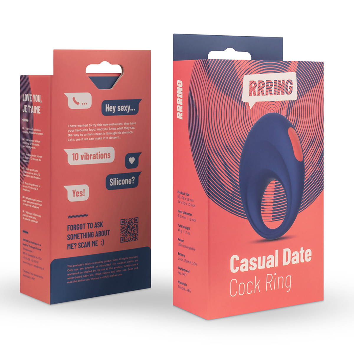 Виброкольцо FeelzToys RRRING Casual Date, синее