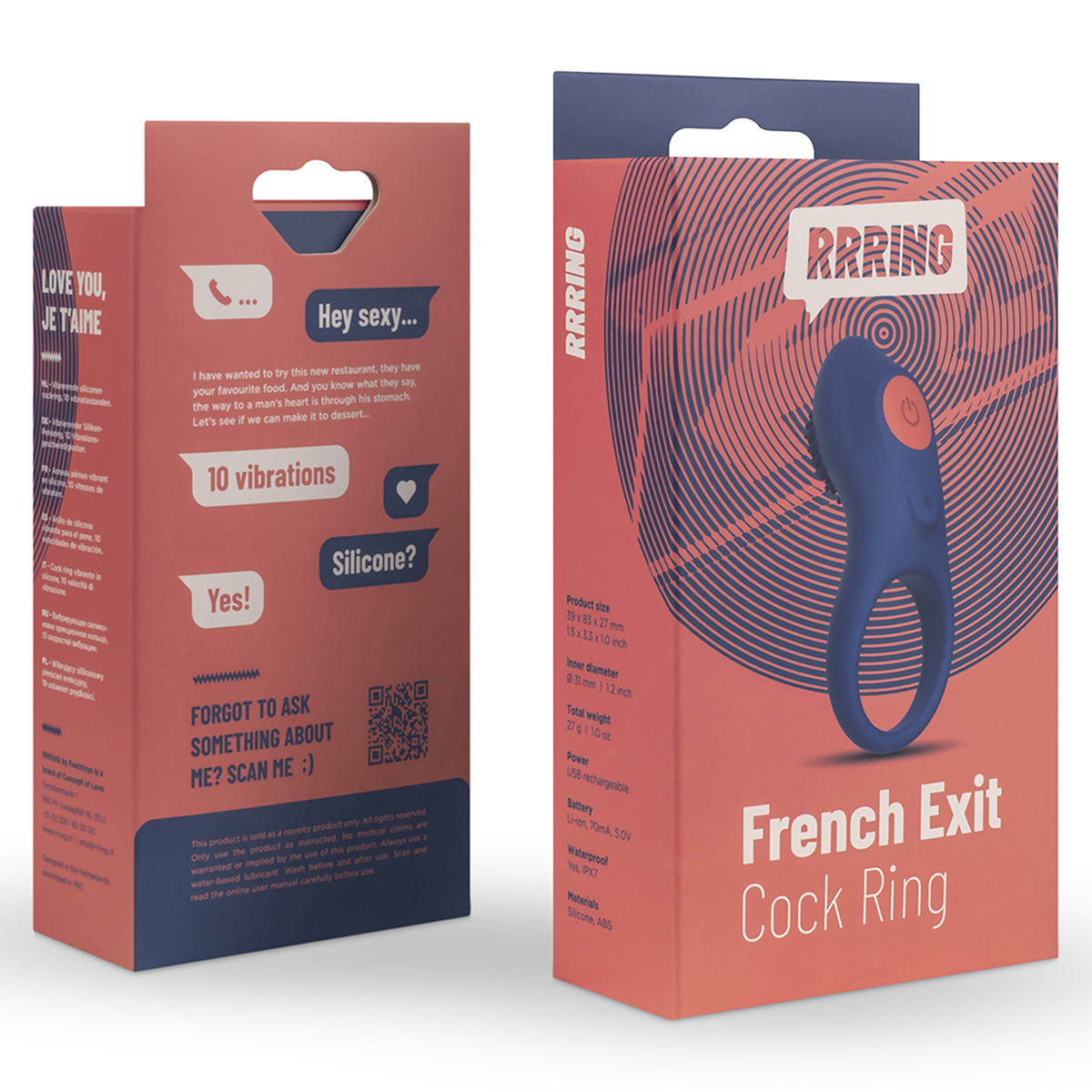 Виброкольцо FeelzToys RRRING French Exit, синее