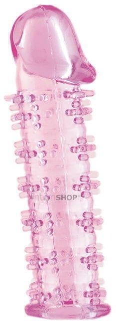 Гелевая насадка на фаллос с шипами розовая Toyfa