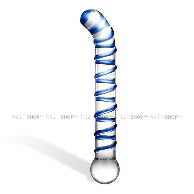 Стеклянный стимулятор для точки G Glas Mr. Swirly 17 см, синий от IntimShop
