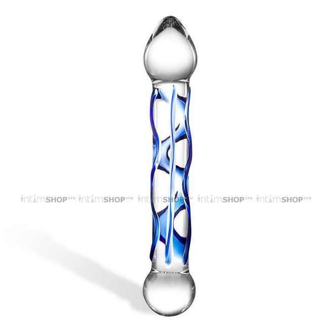 Стеклянный стимулятор Glas Full Tip Textured 17 см, синий