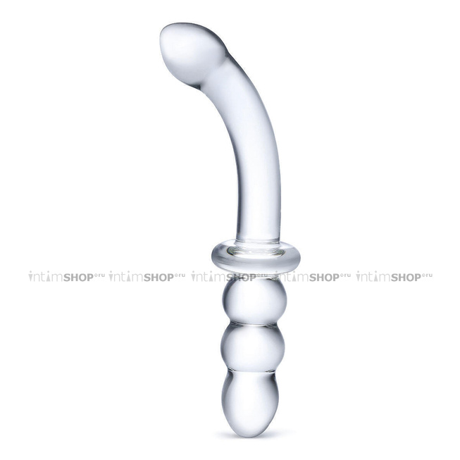 Двусторонний ребристый стимулятор Glas Ribbed G-Spot, бесцветный