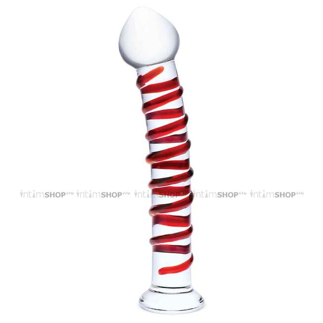 Стимулятор Glas Mr. Swirly 25.4 см, бесцветный с красным
