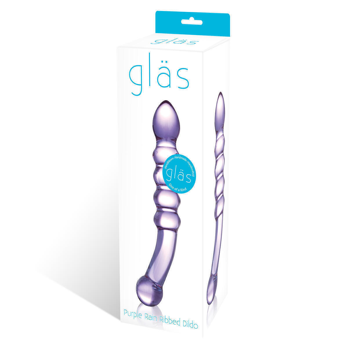 Стеклянный двусторонний стимулятор Glas Rain 22 см, фиолетовый
