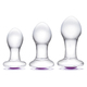 Набор анальных пробок Glas 3 Piece Bling Bling, бесцветные с фиолетовыми кристаллами