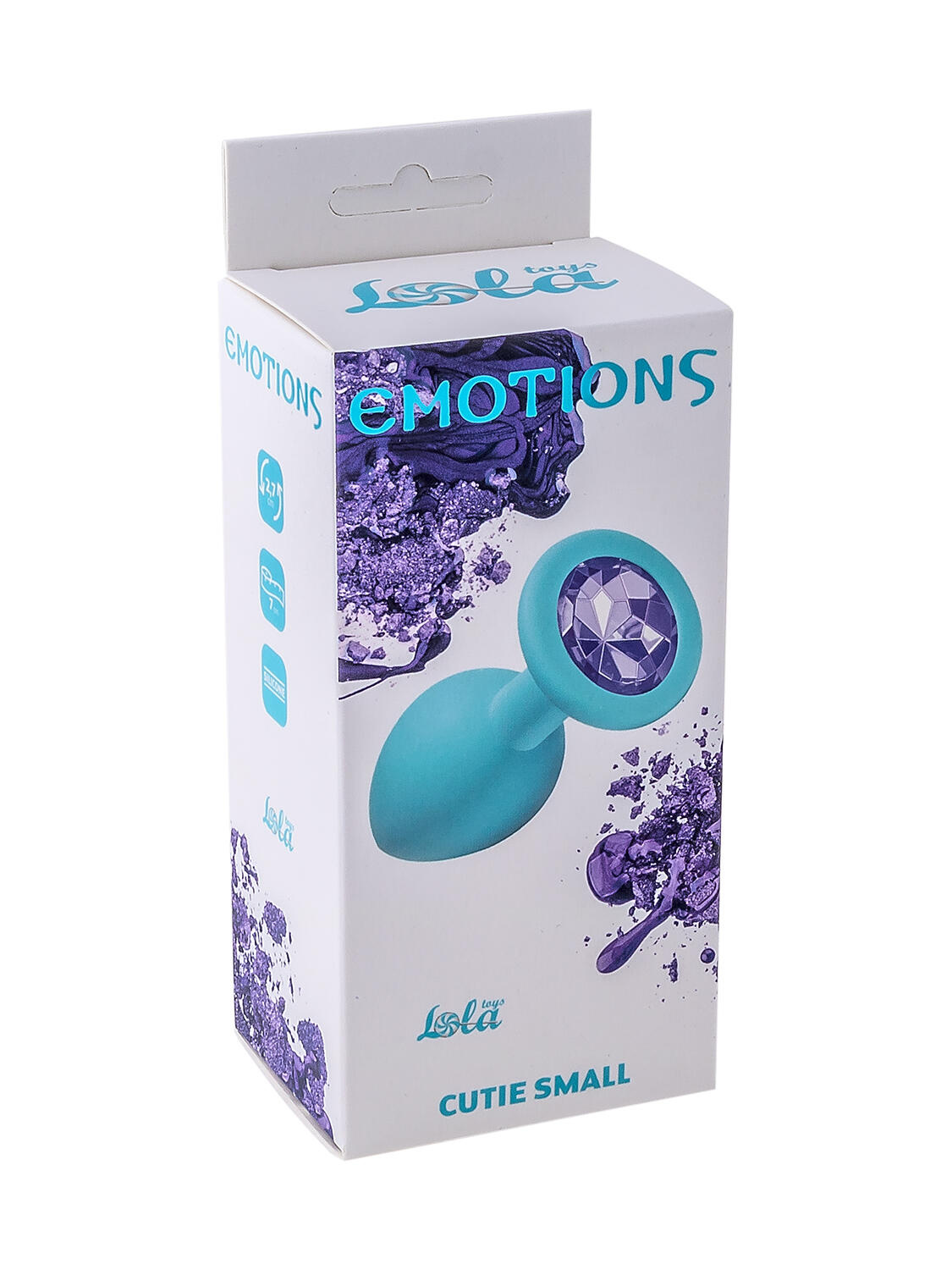 Анальная пробка Lola Games Emotions Cutie Small, голубая с сиреневым стразом