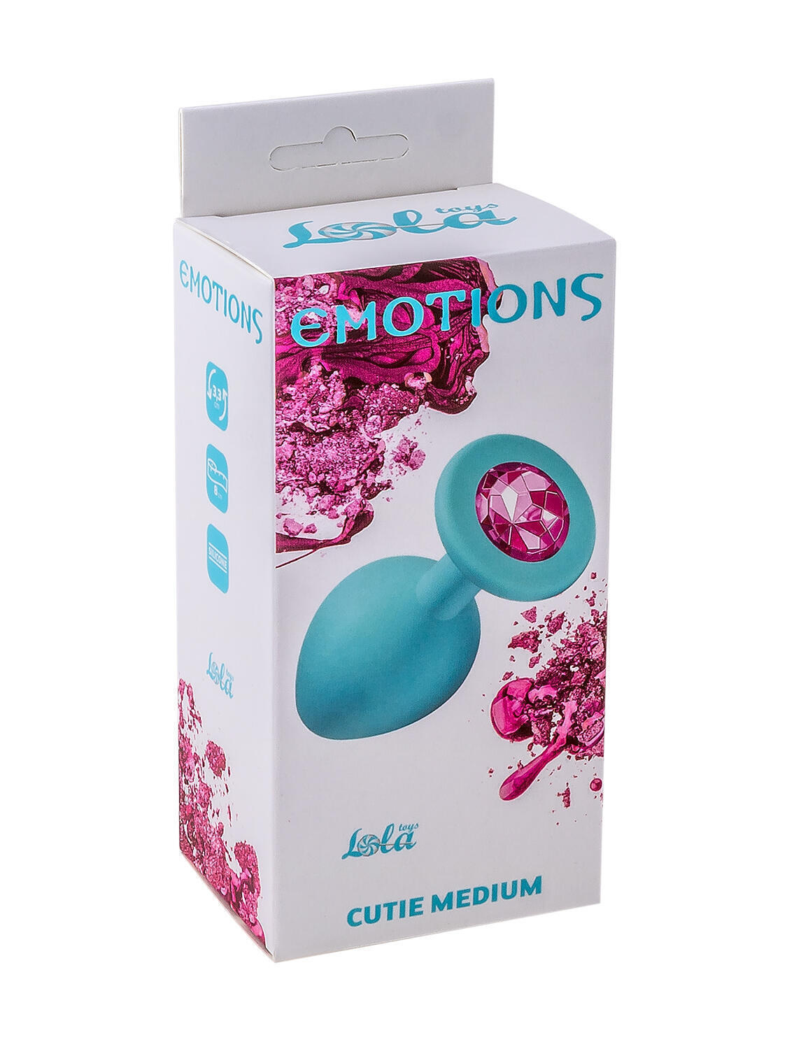 Анальная пробка Lola Games Emotions Cutie Medium, голубая с розовым стразом