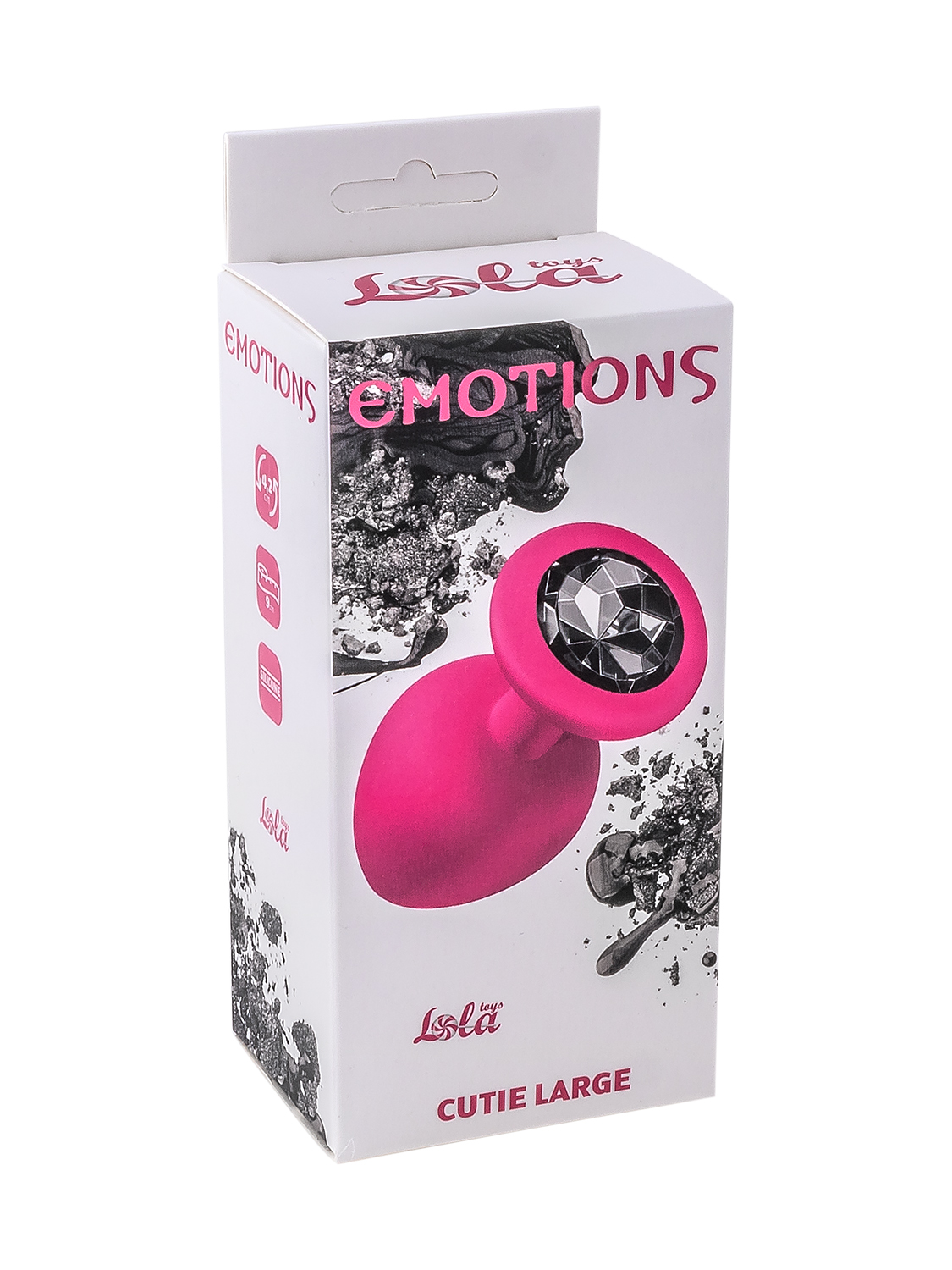 Анальная пробка Lola Toys Emotions Cutie Large, розовая с черным стразом