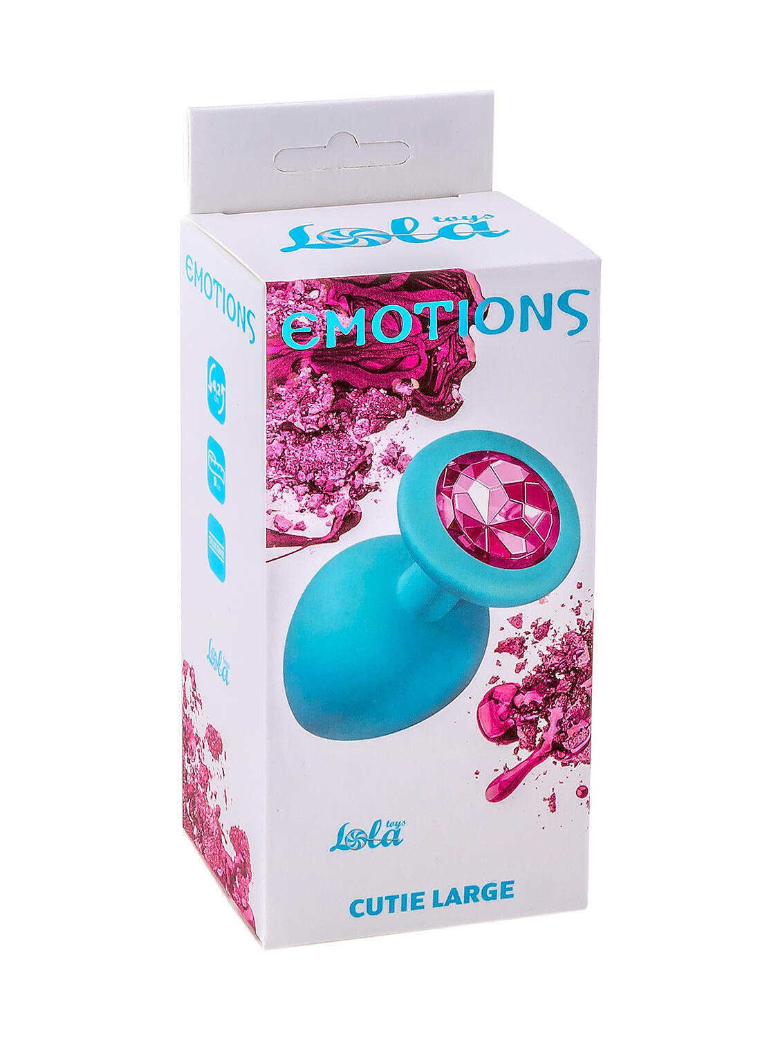 Анальная пробка Lola Games Emotions Cutie Large, голубая с розовым стразом