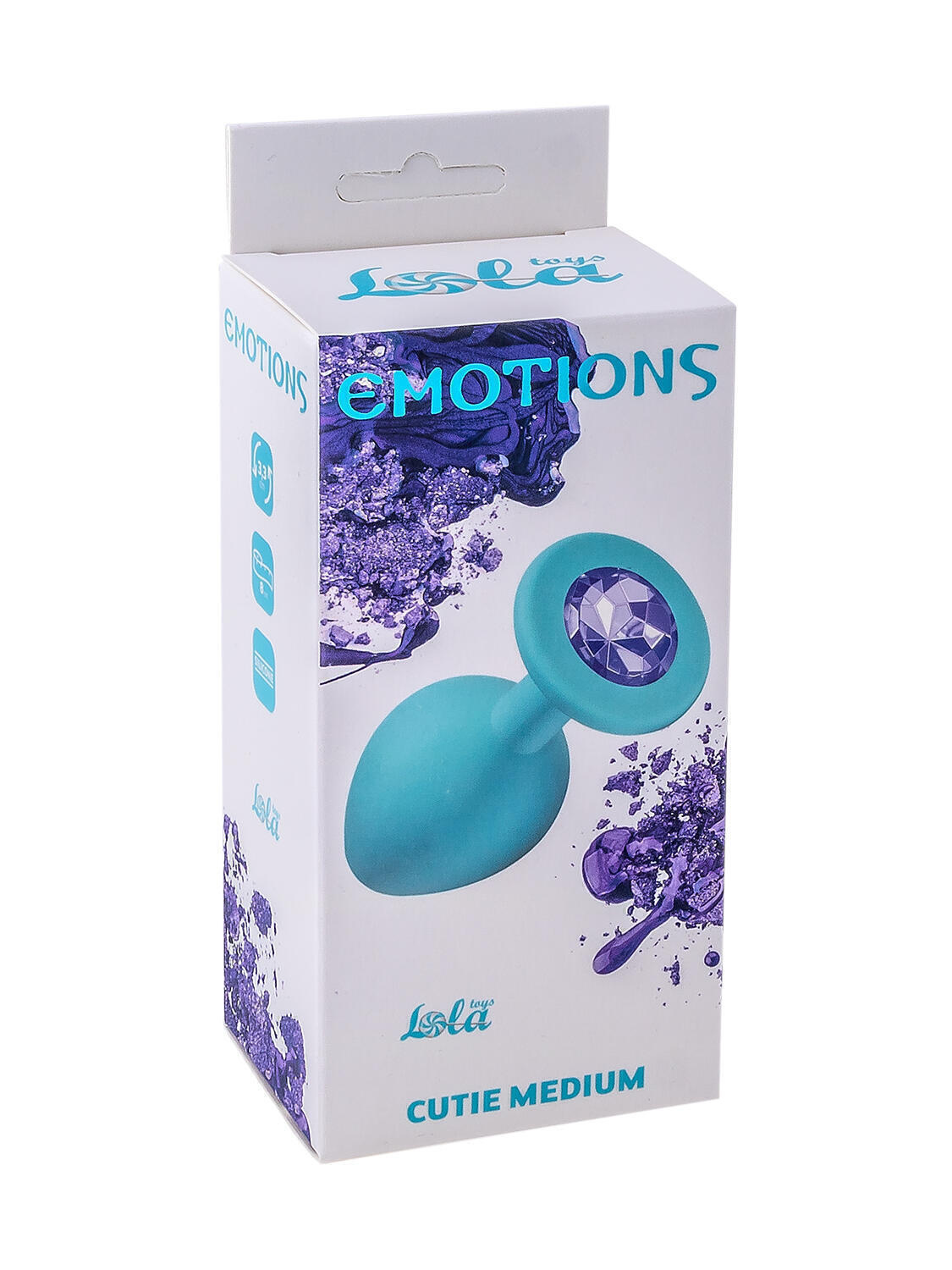 Анальная пробка Lola Games Emotions Cutie Medium, голубая с сиреневым стразом