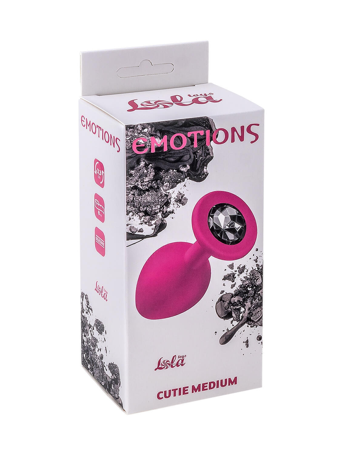 Анальная пробка Lola Toys Emotions Cutie Medium, розовая с черным стразом