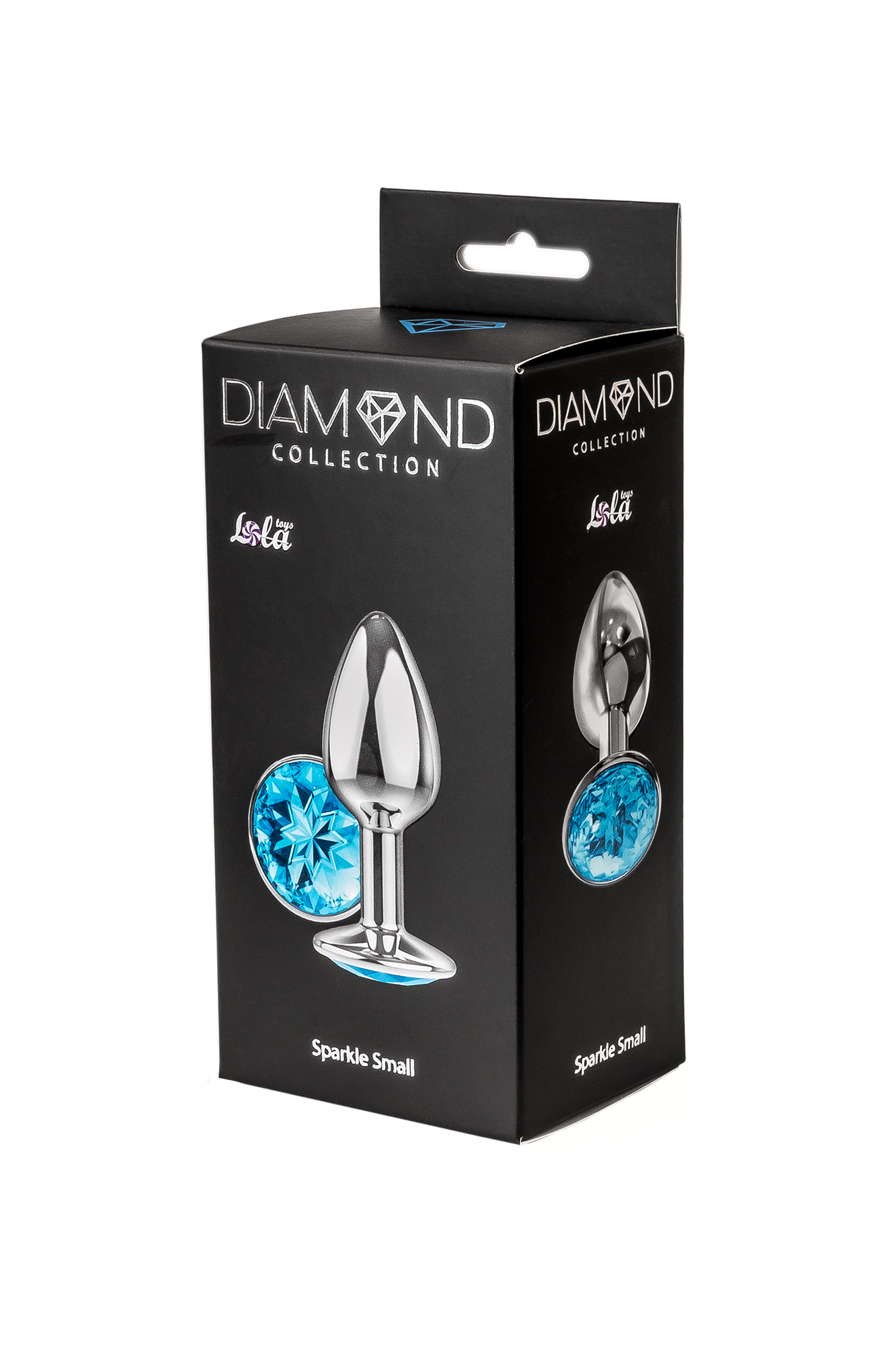 Анальная пробка Lola Games Diamond Sparkle Small, серебристая с голубым кристаллом