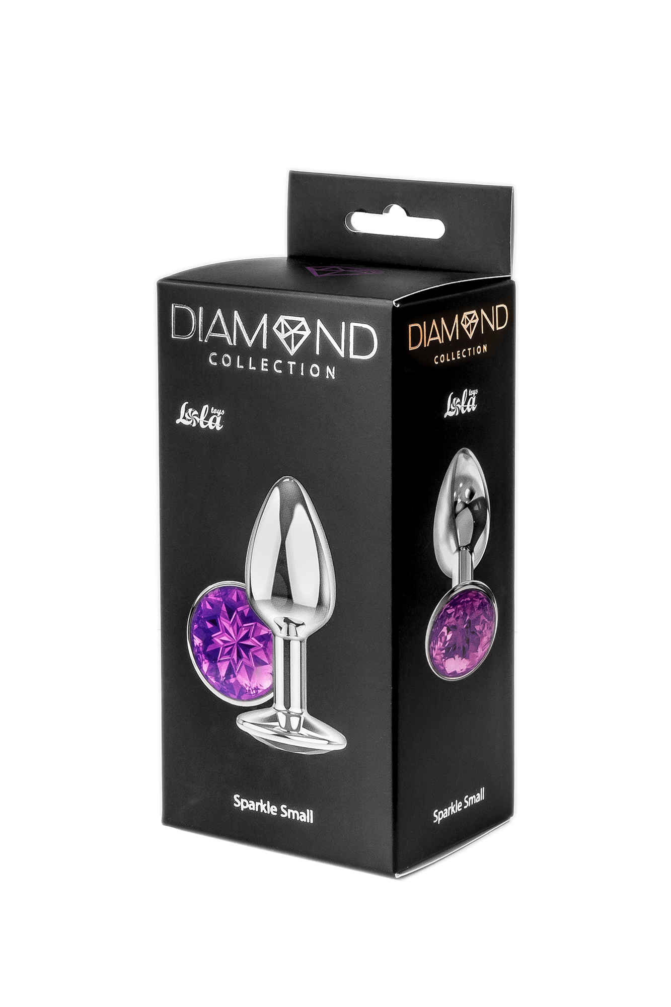 Анальная пробка Lola Games Diamond Sparkle Small, серебристая с фиолетовым кристаллом