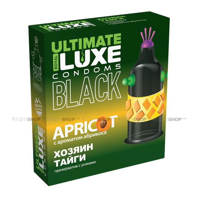 фото Презерватив стимулирующий Luxe Black Ultimate Хозяин Тайги Абрикос, 1 шт, купить