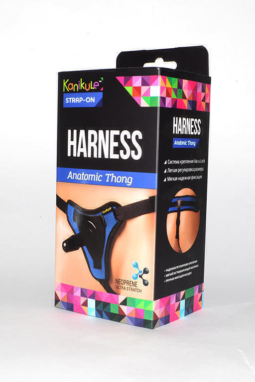 Трусики Kanikule Strap-on Harness со штырьком Anatomic Thong, чёрно-синий