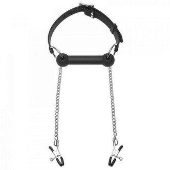 Кляп Equine Silicone Bit Gag with Nipple Clamps