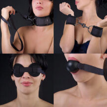 Комплект черный(кляп,маска, наручники, ошейник)