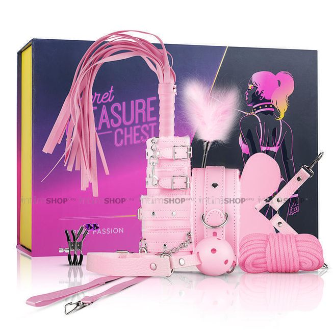 Набор БДСМ Secret Pleasure Chest Pink Pleasure 11 предметов розовый