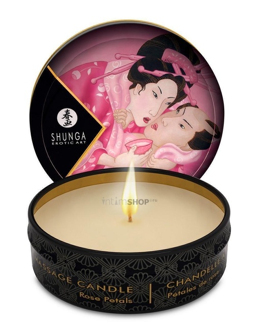 Свеча с массажным маслом Shunga Лепестки роз 30 г