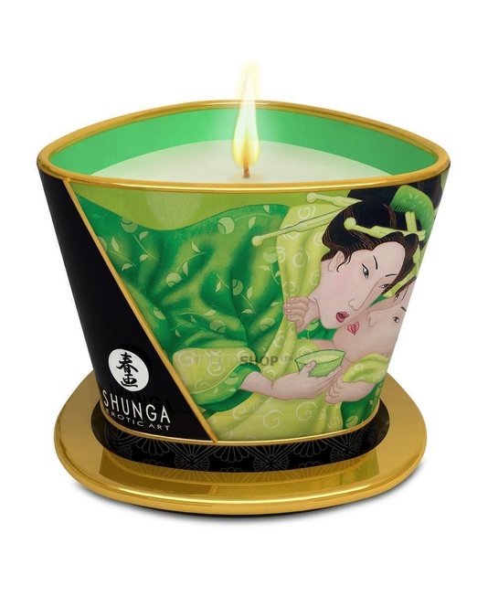 Свеча с массажным маслом Shunga Зеленый чай 170 гр
