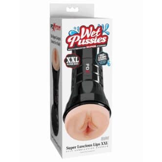 Мастурбатор с самолубрикацией PDX Extreme - Wet Pussies - Super Luscious Lips XXL, телесный, черный