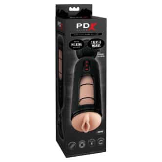 Мастурбатор с вибрацией и сжатием PipeDream PDX Elite Vibrating Mega Milker, телесный, черный  