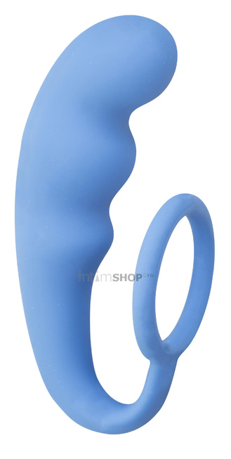 фото Анальный стимулятор с эрекционным кольцом Lola Toys Back Door, голубой