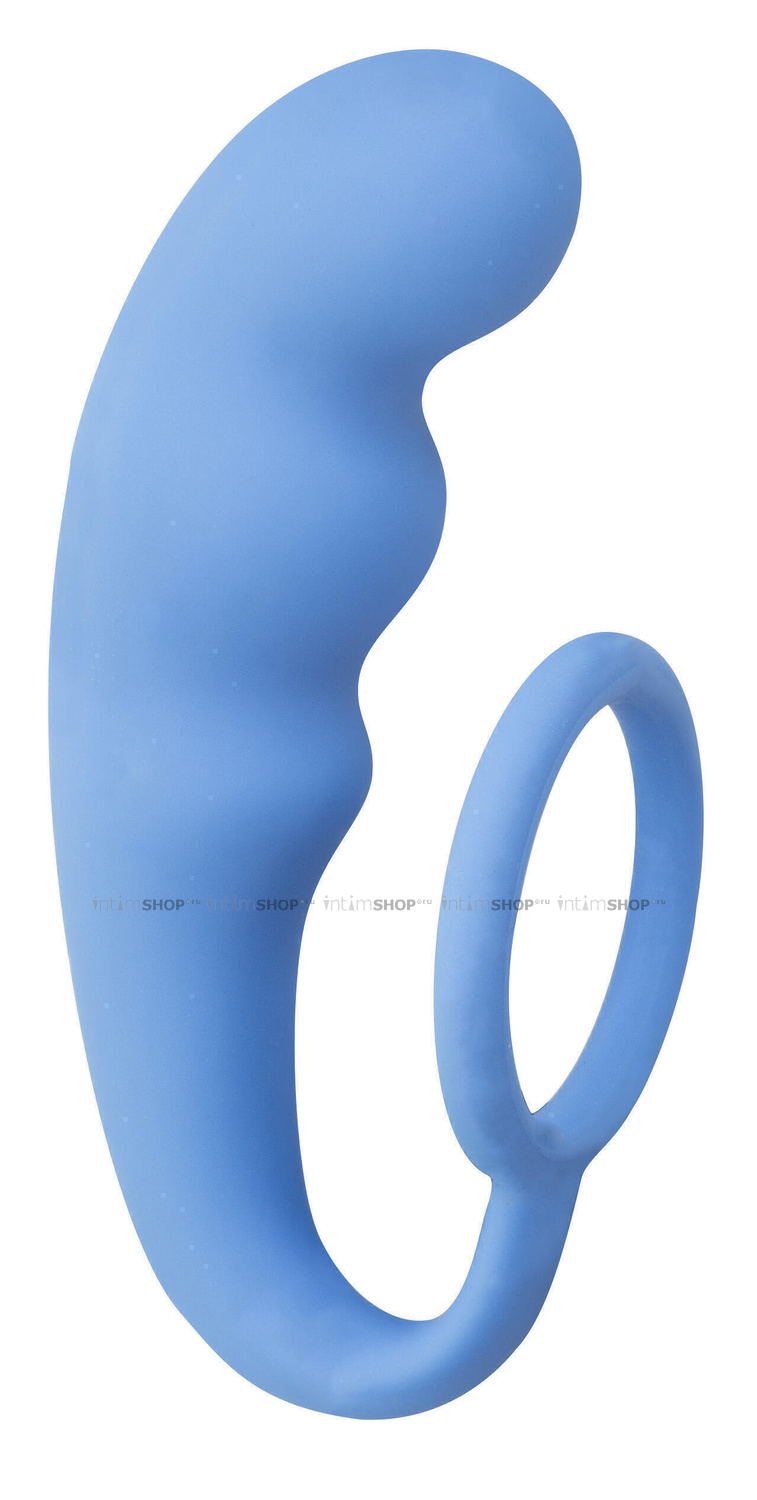 Анальный стимулятор с эрекционным кольцом Lola Toys Back Door, голубой