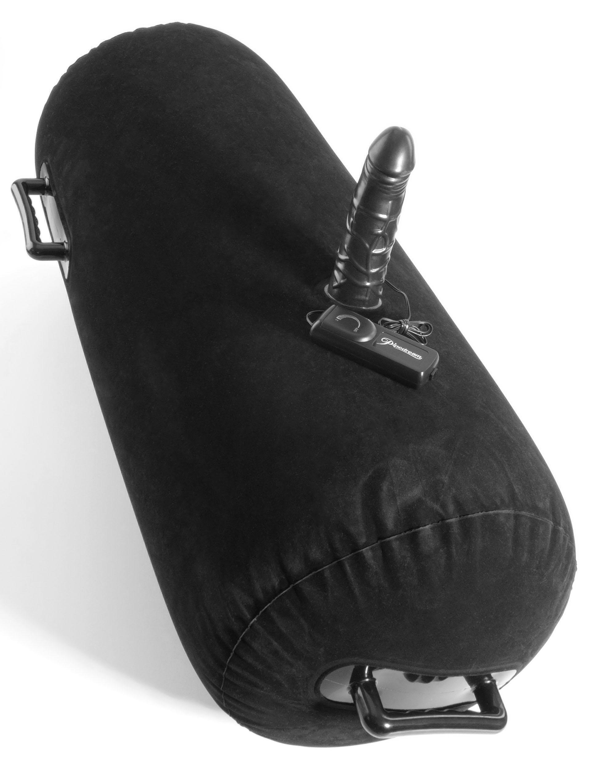 Надувная подушка с фаллосом 15 см и вибрацией Pipedream Inflatable Luv Log, черный