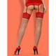 Телесные чулки с красным кружевом LOVICA STOCKINGS Obsessive, L/XL