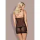 Черно-бежевая сорочка Tempting Chemise & Thong Obsessive, S/M