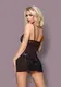 Черная кружевная сорочка и трусики Sexy Chemise & Thong Obsessive, L/XL