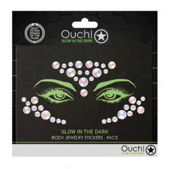 Светящиеся в темноте стразы для лица Shots Ouch! OU852GLO, разноцветные