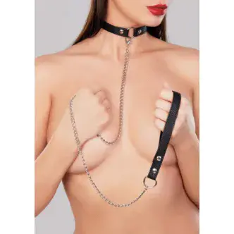 Ошейник со съемным поводком Adore Collar, чёрный