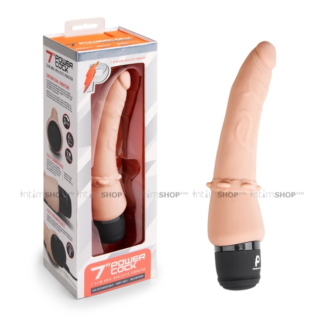 Анальный вибратор PowerCocks Slim 7" реалистичный, телесный от IntimShop